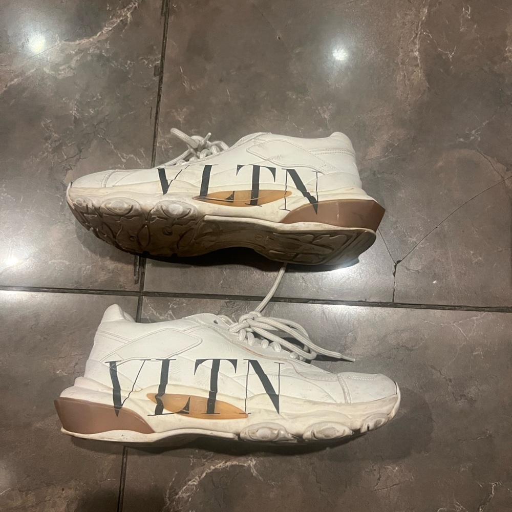 Valentino White Sneakers with Brown Accents